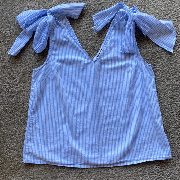Who What Where stripe button-back shoulder-bow top - Picture 2 of 16
